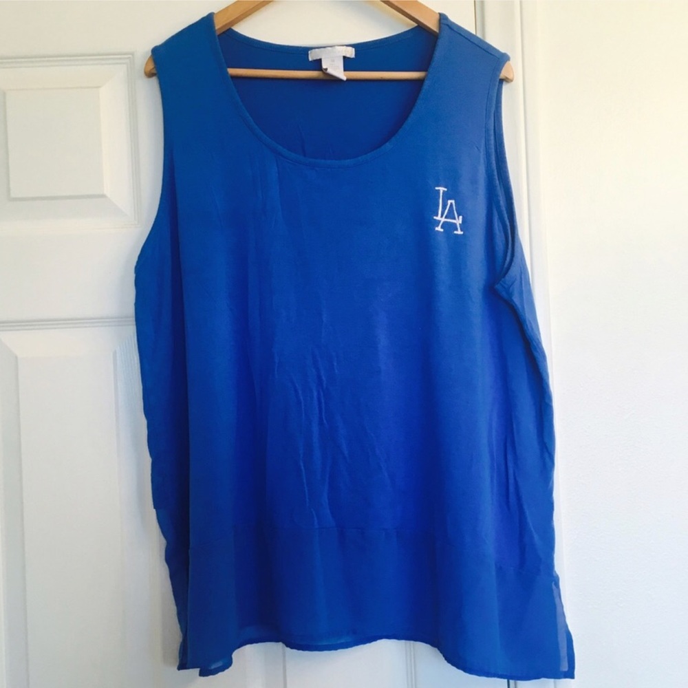LA Dodgers Tank Top with Sheer Bottom Panel
